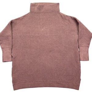 Free People Tunic Sweater Ribbed Knit Funnel Neck Long Sleeve Mauve Boho Cottage